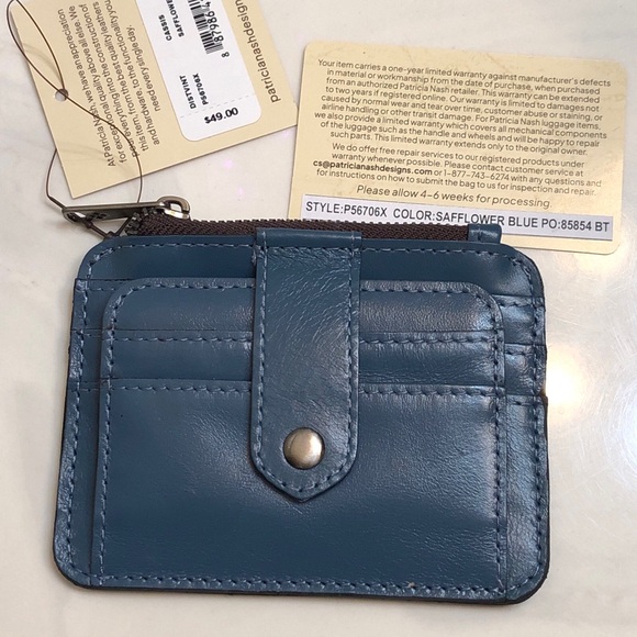 Patricia Nash Cassis Distressed Vintage Leather ID Card Case Safflower Blue NWT - Picture 15 of 16